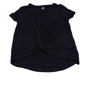 Old‎ Navy Girls Luxe Twist Front Short Sleeve Tee Black Size L 10-12 Relaxed Fit